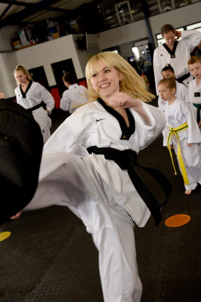 teenage martial arts girl at Evolution taekwondo in Peterborough