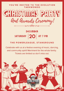 Christmas Party and Award Ceremony for Evolution Taekwondo Martial Arts School in Peterborough