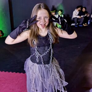 Students having fun at a martial Arts Halloween Party in Peterborough, Cambridgeshire