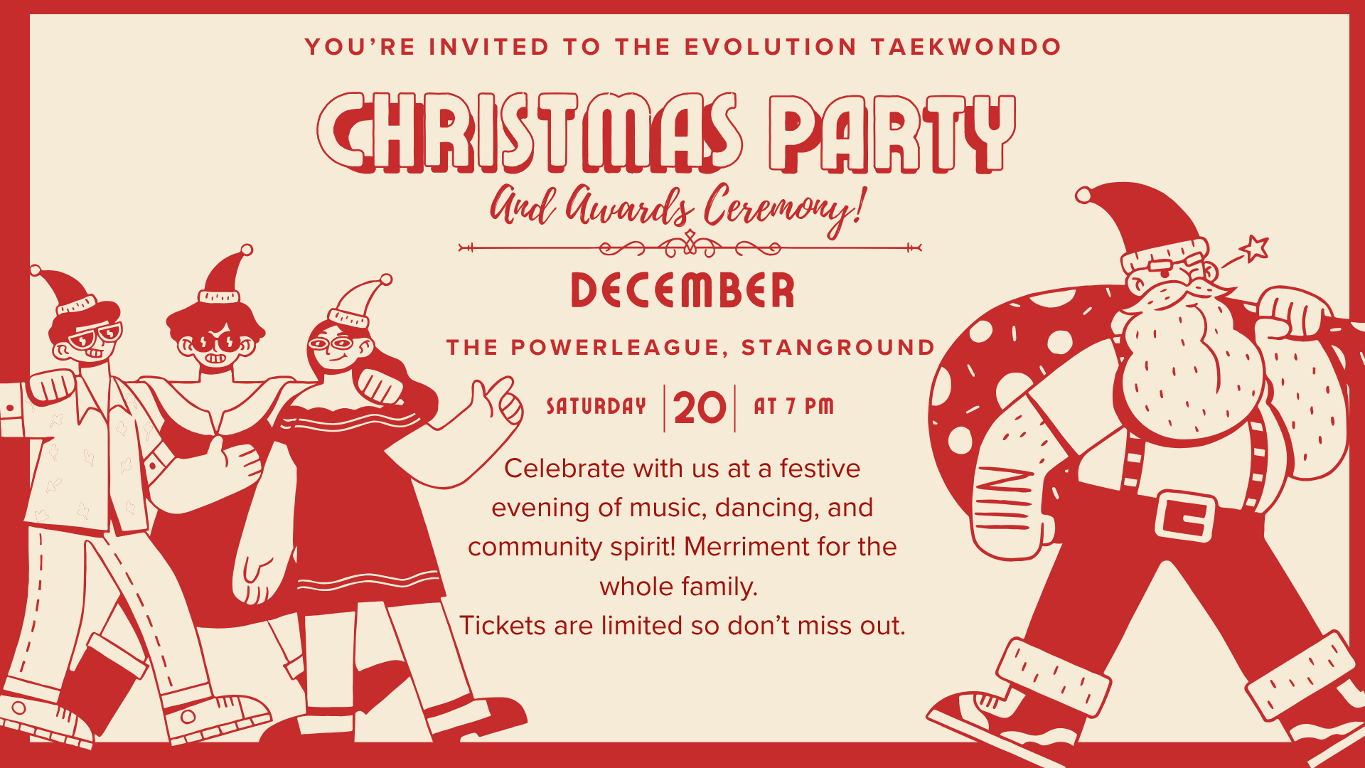 Christmas Party and Award Ceremony for Evolution Taekwondo Martial Arts School in Peterborough